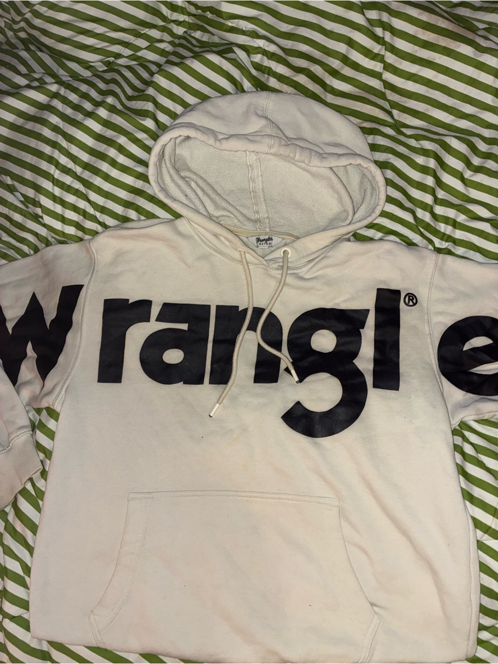 Wrangler Men’s Cream Crewneck Hoodie with Black Logo